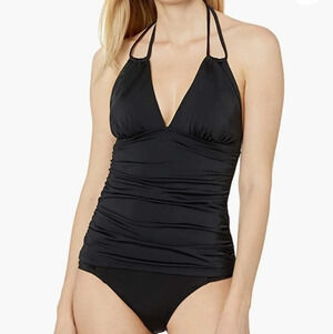 *NWT* Coastal Blue Halter Neck Black Tankini